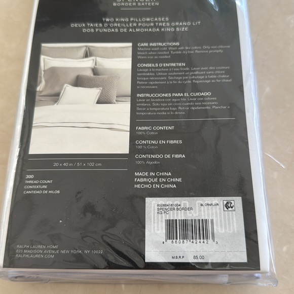 New Ralph Lauren Spencer White Cornflower Blue Border 2 King Pillowcase set. $85 - Picture 5 of 8